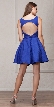Boat Neck Jewel Waist Pleated Puffy Skirt Short Party Dress — back