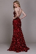 Embroidered Criss-Cross Back Fitted Prom Gown — back in Burgundy