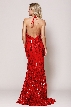 Halter Neck High Slit Prom Gown — back in Red
