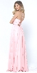 V-Neck Rhinestones Belt Front Slit Long Bridesmaid Dress — back