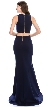 Beaded Neck Crop Top Fitted Skirt Two-Piece Prom Dress — back