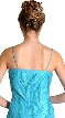 Straight Formal Prom Dress Beaded on Silk — back in Turquoise