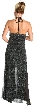 Halter Neck Beaded Long Dress with Attached Pants  — back