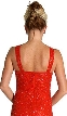 Halter Neck Long Beaded Gown with Flared Bottom — back in Red color