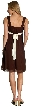 Knee Length V Neck Cocktail Dress with Waist Belt — back in Brown/Ivory