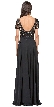 Boat Neck Half Sleeves Beaded Mesh Top Long Formal MOB Dress — back