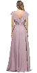 V-Neck Ruffled Top Beaded Waist Long Chiffon Formal Dress — back
