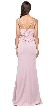 Deep V-Neck Pleated Bust Long Satin Formal Evening Dress — back