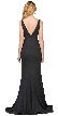 V-Neck Fitted Bodice Mermaid Skirt Long Formal Prom Gown.  — back