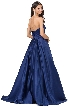 Strapless Puffy Skirt Long Prom Dress with Lace-up Corset — back in Navy