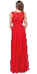 Lace Bodice Beaded Waist Long Chiffon Bridesmaid Dress — back in Red