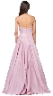 V-Neck Adjustable Straps Pleated Bust Long Prom Dress — back in Dusty Pink