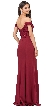 Off-the-Shoulder Lace Accent Top Long Prom Dress — back in burgundy