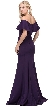 Ruffled Off-the-Shoulder Princess Cut Long Prom Dress — back in Plum