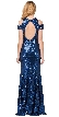 Cold Shoulder Keyhole Back Sequin Long Prom Dress — back
