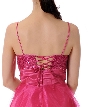 Sequin Bodice Crystal Mesh Skirt Short Party Dress — back in Fuchsia