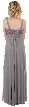Long Formal Prom Dress with Floral Applique — back in Silver