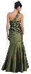 Mermaid Prom Dress with Ruched Bodice and Floral Aplique — back in Olive Green