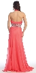 Halter Neck Long Formal Prom Dress with Beaded Waistline — back