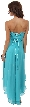 Strapless High Low Formal Prom Dress with Twist at Bust — back in Aqua