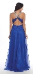 Halter Neck Rhinestone Waist Long Formal Prom Dress — back in Royal Blue