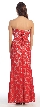 Strapless Long Formal Prom Dress In Lace with Rhinestones — back