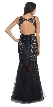 Lace Bodice Mermaid Mesh Skirt Long Formal Prom Dress — back in Black