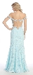 Off Shoulder Floral Lace Long Formal Prom Dress with Slit — back