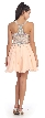 V-Neck Racer Back Rhinestones Bust Short Formal Prom Dress — back in Peach