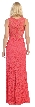 Sheer Lace Bejeweled Long Formal Evening Prom Dress — back
