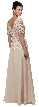 V-Neck Half Sleeves Lace Bodice Long Formal MOB Dress — back
