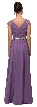 V-Neck Pleated Jewels Waist Long Formal Bridesmaid Dress — back