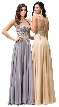 Jewel Embellished Sheer Mesh Top Chiffon Prom Dress — back