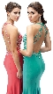 Rhinestone Sheer Mesh Bodice Floor Length Prom Dress — back