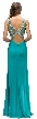 Boat Neck Jewel Mesh Top Long Formal Prom Dress — back