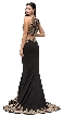 Floral Lace Accents Two Piece Long Formal Prom Dress — back