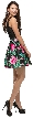 Lace Top Floral Skirt Short Homecoming Party Dress — back in Black/Multi