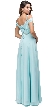 Cold Shoulder Beaded Waist Long Bridesmaid Prom Dress — back in Aqua