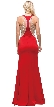 Embellished Mesh Accent Racerback Long Evening Prom Dress — back in Red