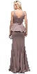 Deep V-Neck Peplum Bodice Long Formal Prom Dress — back