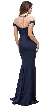 Mock Off-the-shoulder Bejeweled Neck Long Prom Dress — back in Navy