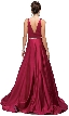 V-Neck Bejewel Waist Floor Length Puffy Prom Pageant Dress — back