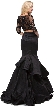 Floral Mesh Crop Top Mermaid Skirt Two Piece Prom Dress — back
