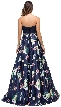 Bejeweled Waist Lace Top Floral Skirt Long Prom Dress — back