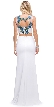 Floral Applique Mesh Top Two Piece Long Prom Dress — back in White