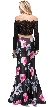 Off-the-Shoulder Lace Top Floral Skirt Two Piece Prom Dress — back in Black