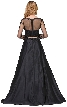 Long Sleeve Lace Top Satin Skirt Two Piece Prom Dress — back in Black