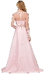 Long Sleeve Lace Top Satin Skirt Two Piece Prom Dress — back