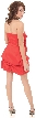 Short Strapless Party Prom Dress with Flower Applique — back in Red