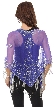 Broad V-Neck Beaded Mesh Poncho with Fringes — back